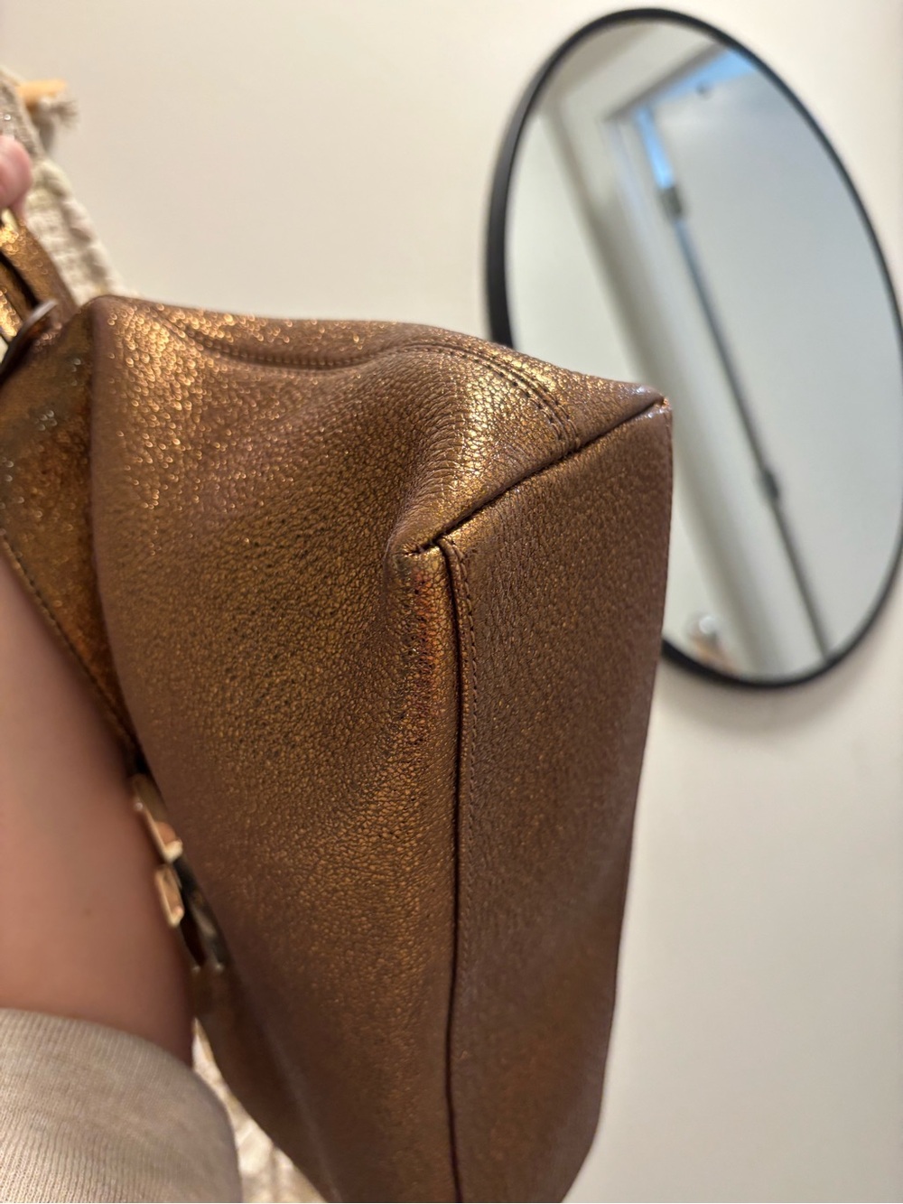 Jimmy Choo Bronze Metallic Leather Shoulder Bag - Picture 5 of 6